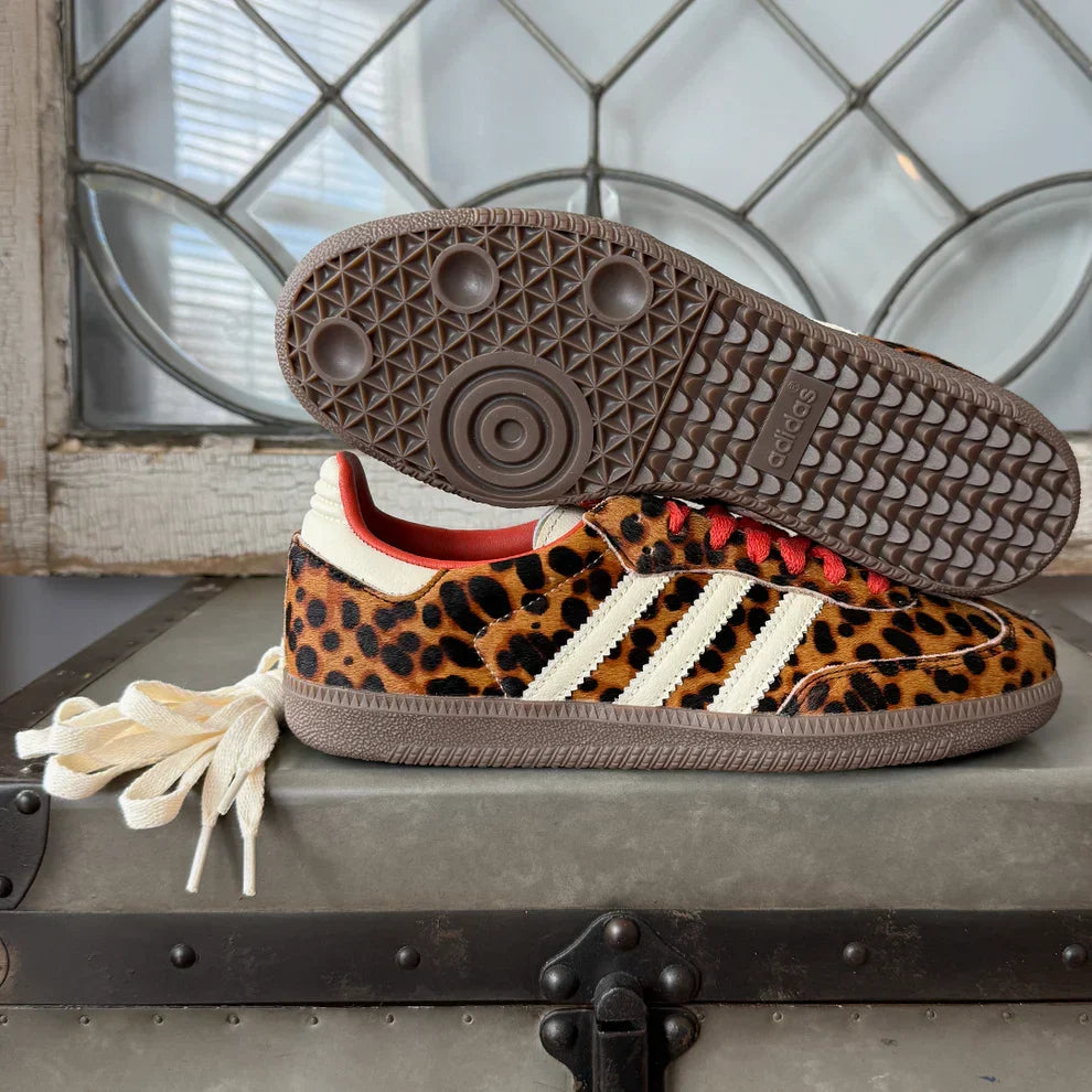 Adidas Samba Women's Red Leopard Print Sneakers