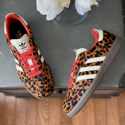 Adidas Samba Women's Red Leopard Print Sneakers