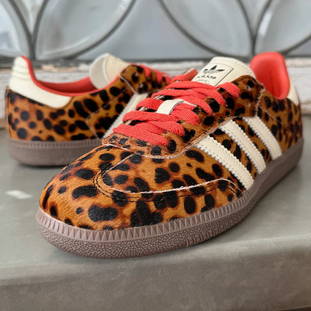 Adidas Samba Women's Red Leopard Print Sneakers