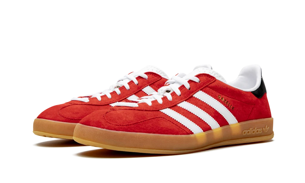 Adidas Gazelle Indoor Sneakers - Scarlet and Cloud White