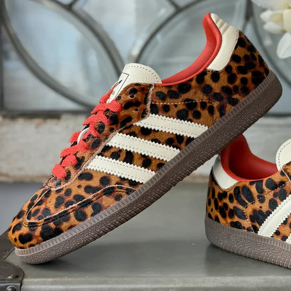 Adidas Samba Women's Red Leopard Print Sneakers