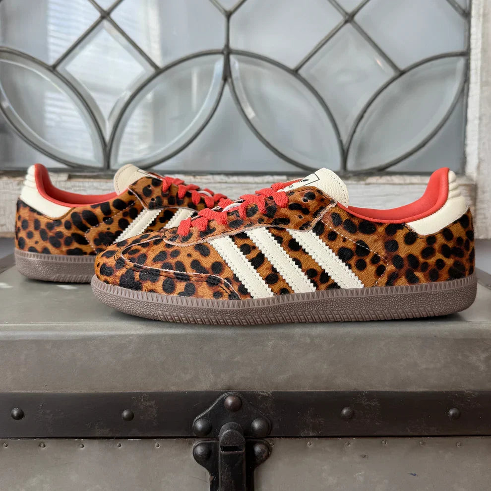 Adidas Samba Women's Red Leopard Print Sneakers