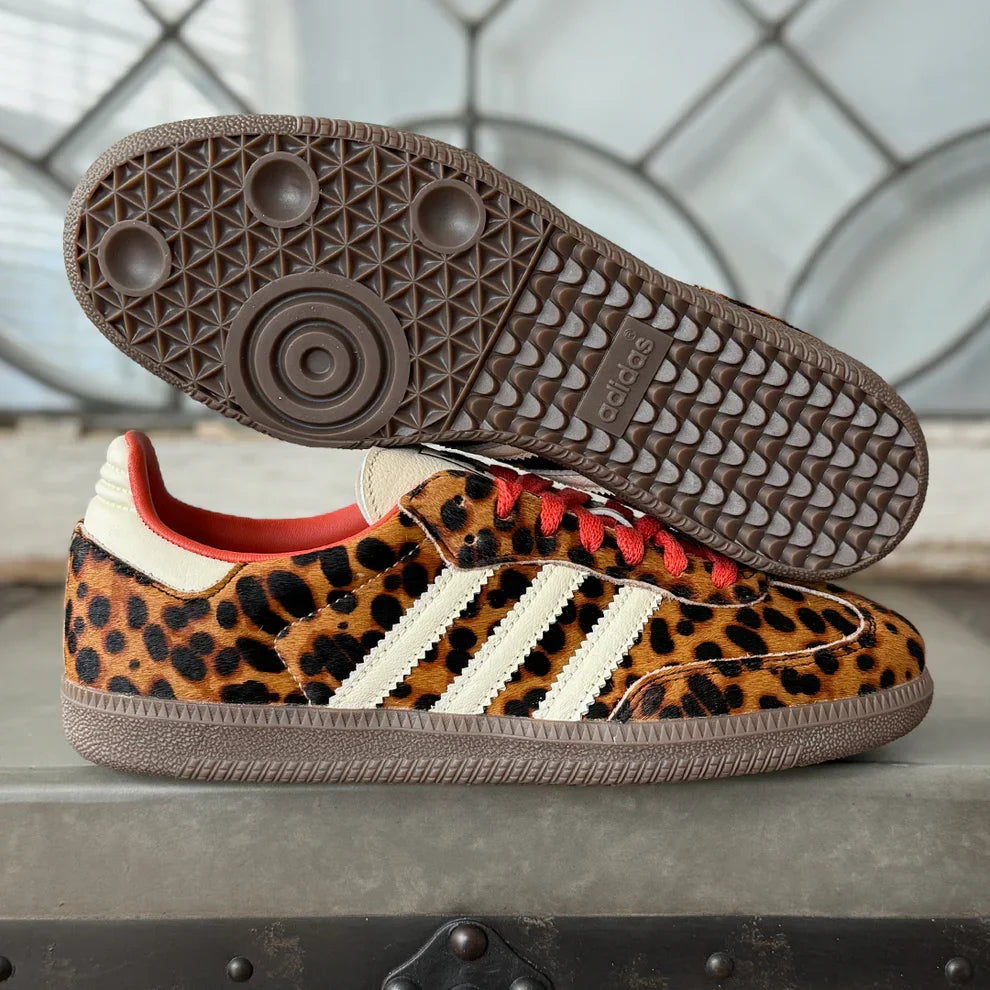 Adidas Samba Women's Red Leopard Print Sneakers