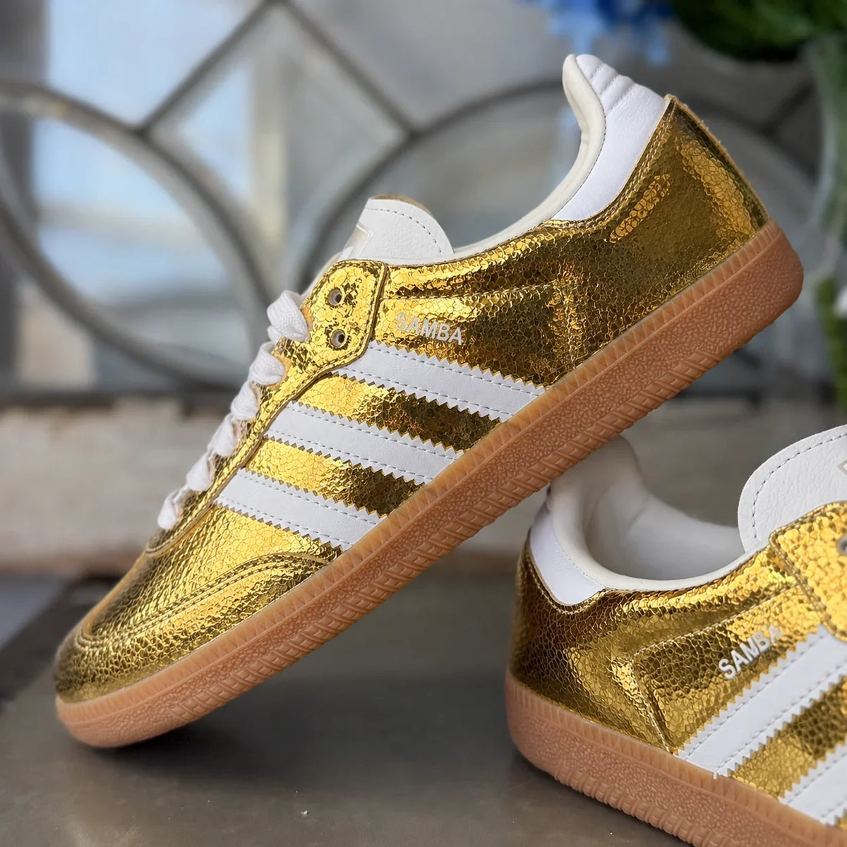 Adidas Samba OG Women's Gold Metallic Leather Sneakers