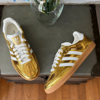 Adidas Samba OG Women's Gold Metallic Leather Sneakers